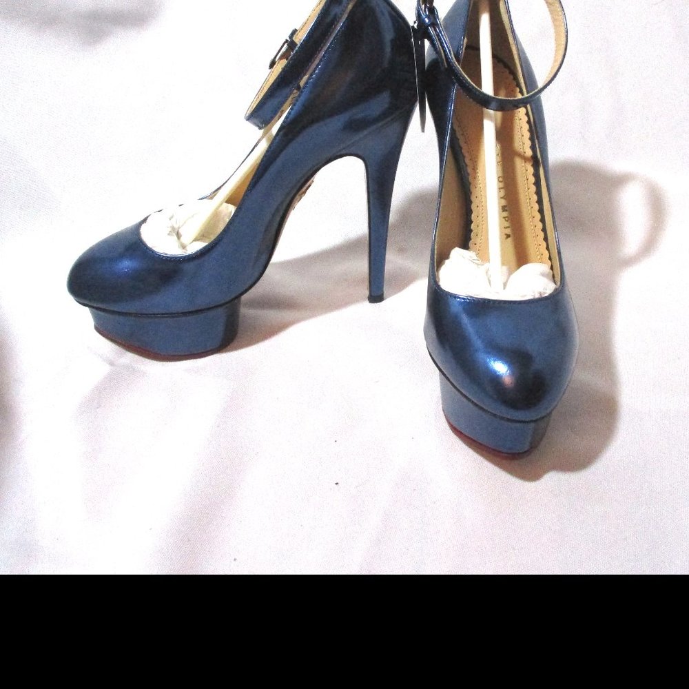 NEW CHARLOTTE OLYMPIA DOLORES High HEEL Pump Shoe Platform NWT ELECTRIC BLUE - Picture 5 of 9